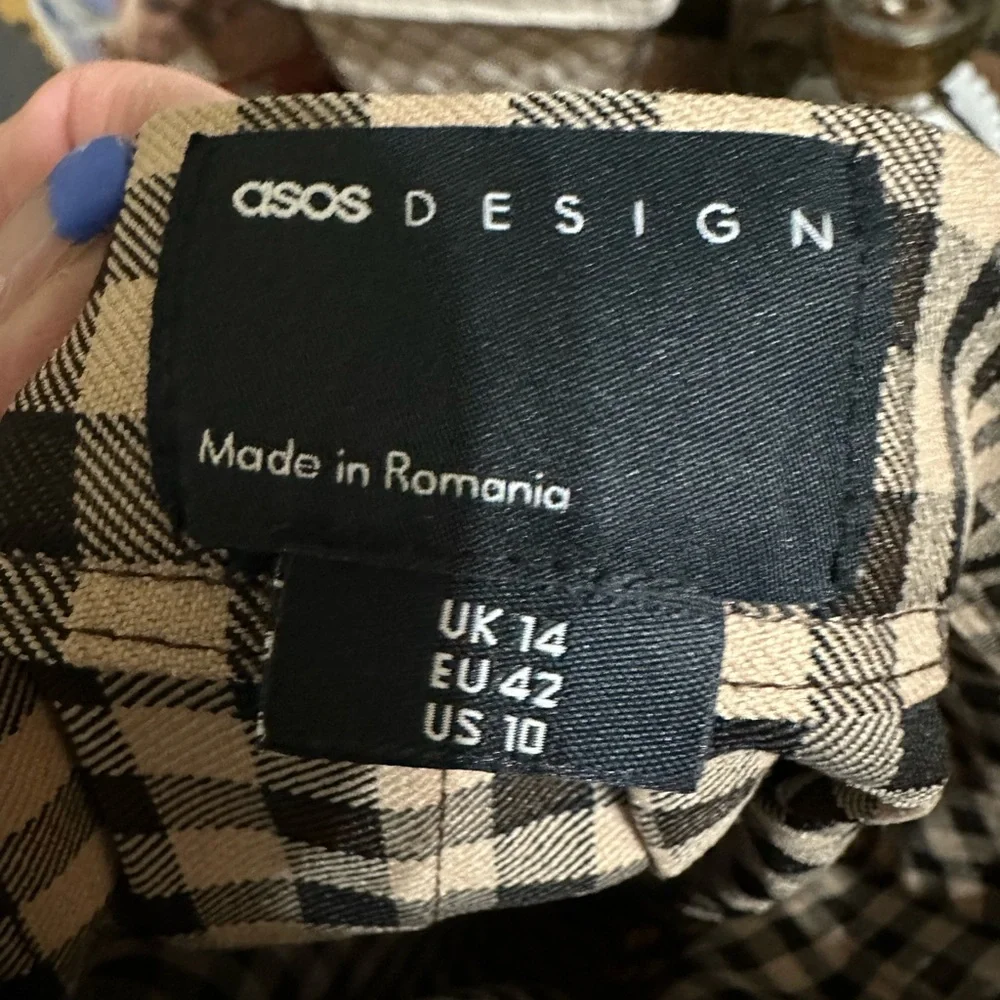 ASOS design asymmetrical mini skirt wrap skirt size 10 tan‎ and black